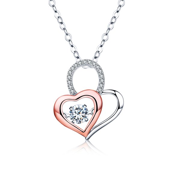 Emma Manor EM 14k White Gold-Plated Love Heart Women Pendant Necklace