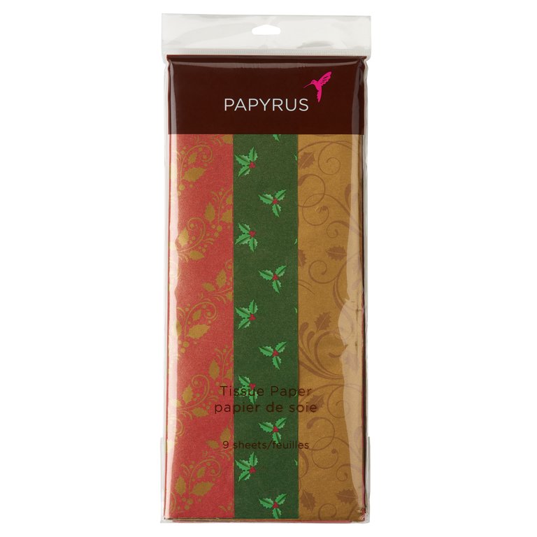 Holly, Wreath, Gold Holiday Wrapping Paper Rolls, 3 Rolls - Papyrus