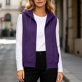 thumbnail image 4 of Wuztai Women's Zip Hooded Vest Sleeveless Casual Loose Solid Soft Lightweight Cardigan Jacket Purple 5XL, 4 of 7