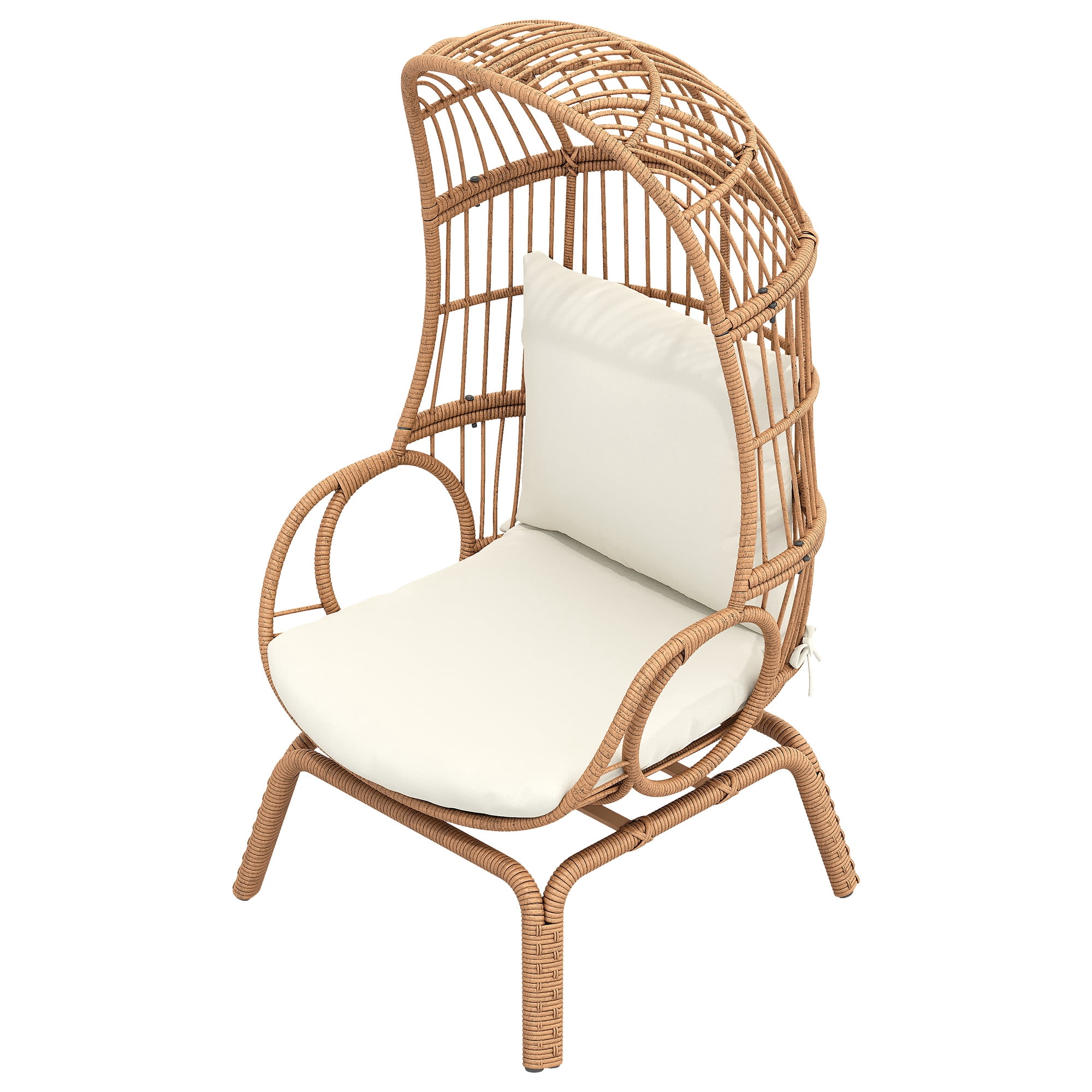Uforic 360-degree Swivel Patio Egg Chair, Outdoor Lounge Chair with Cushion - Beige