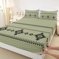 thumbnail image 4 of Erosebridal Western Aztec Geometric Bed Sheets,Green Black King Sheets For Adult 4pcs, 4 of 6