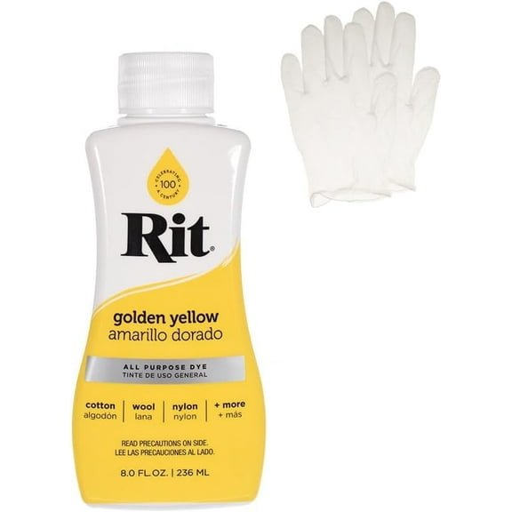 Rit Dye Liquid 8oz-Golden Yellow (Gloves Included)