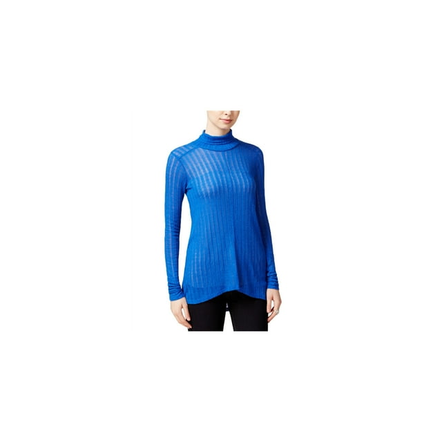 Lucky Brand Womens Hi-Lo Turtleneck Knit Sweater, Blue, X-Small