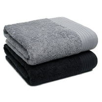 Weidemans 100% Cotton Bath Towels | Eco-Friendly Exclusive Bathsheet towels Set of 2 (Size: 35" X 70") |Ultra Soft and Highly Absorbent Bath Towel Set Gym, Hotel, Travel Camp, Pool Spa | Grey & Black
