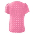 thumbnail image 6 of vigerkar Women 2025 Summer V Neck Ruffle Short Sleeve Blouse Swiss Dot Flowy Shirt Tunic Top Hot Pink, S, 6 of 6