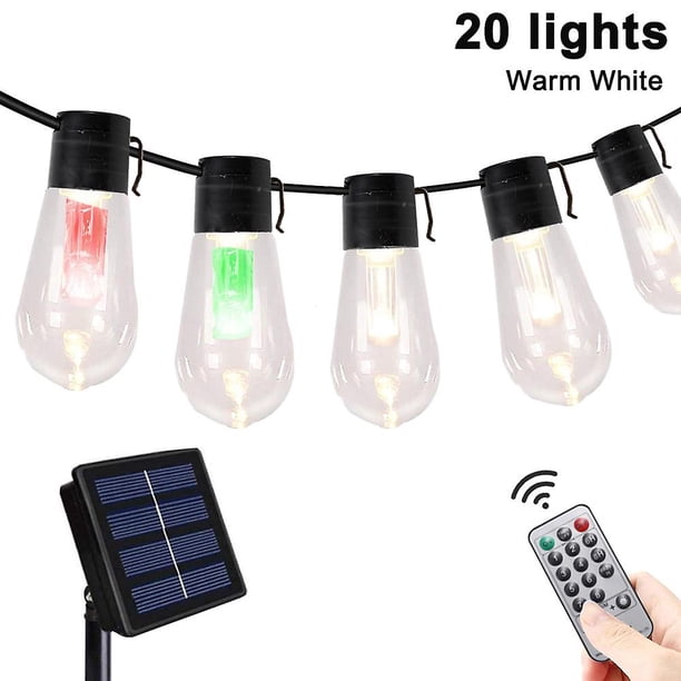 Paquete De 1 Cadena De Luces para Exteriores, Luces De Cadena Regulables A Prueba De Agua con 20 Bombillas, Luces De Bistró Vintage para Patio Trasero, Porche, Café, Fiesta, Boda, Jardín