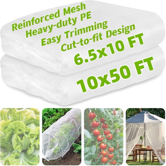 Garden Netting Pest Barrier: 6.5x10 FT Fine Bug Netting for Garden Protection Row Cover Raised Bed Screen Mesh Greenhouse Mosquito Net, Protecting Tree Plants Vegetable Flowers Fruits