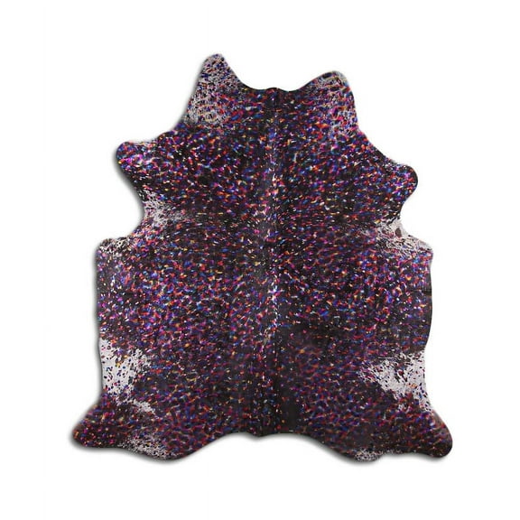 Intensive cowhide rugs for sale COLORFUL METALLIC ON BLACK rug