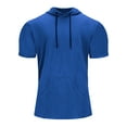 thumbnail image 1 of LUXUR Mens T Shirts Hooded Neck Blouse Solid Color Summer Tops Loose Fit Pullover Short Sleeve Basic Tee Blue M, 1 of 5