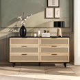 thumbnail image 2 of Black 6-Drawer Rattan Storage Cabinet - 59" Tall Modern MDF Dresser for Bedroom, Living Room - Smooth Drawer Organizer with Contemporary Design, 2 of 10
