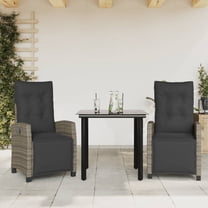 vidaXL 3 Piece Patio Dining Set with Cushions Gray Poly Rattan