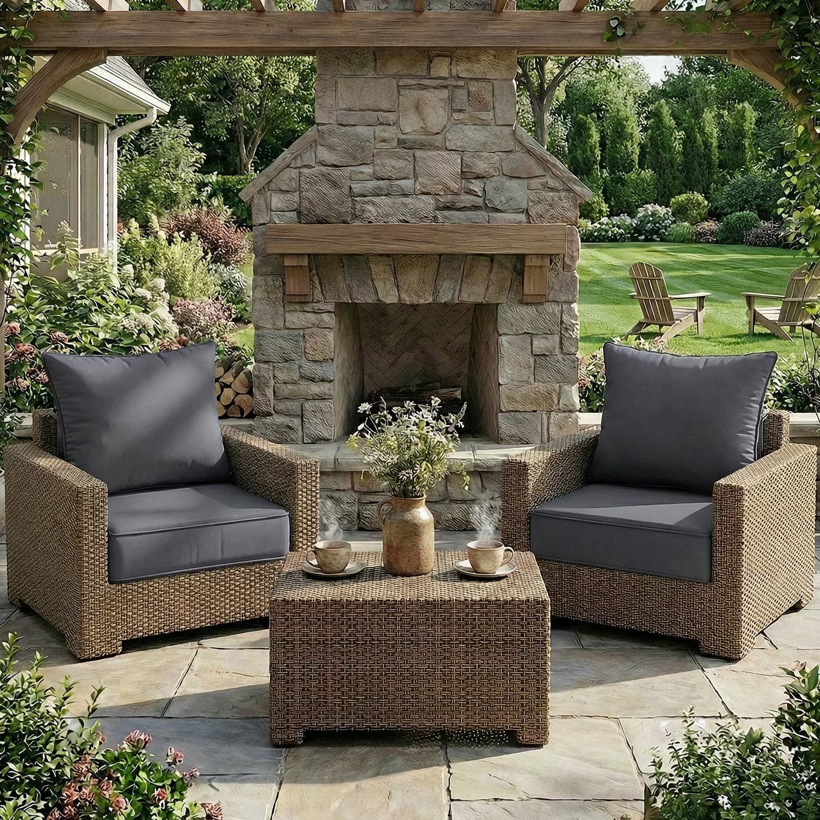 TOPCHANCES Outdoor Deep Seat Cushion Set, 24x24 Inch Waterproof Outdoor Deep Seat Cushions for Patio Furniture (Set of 1, Dark Gray)