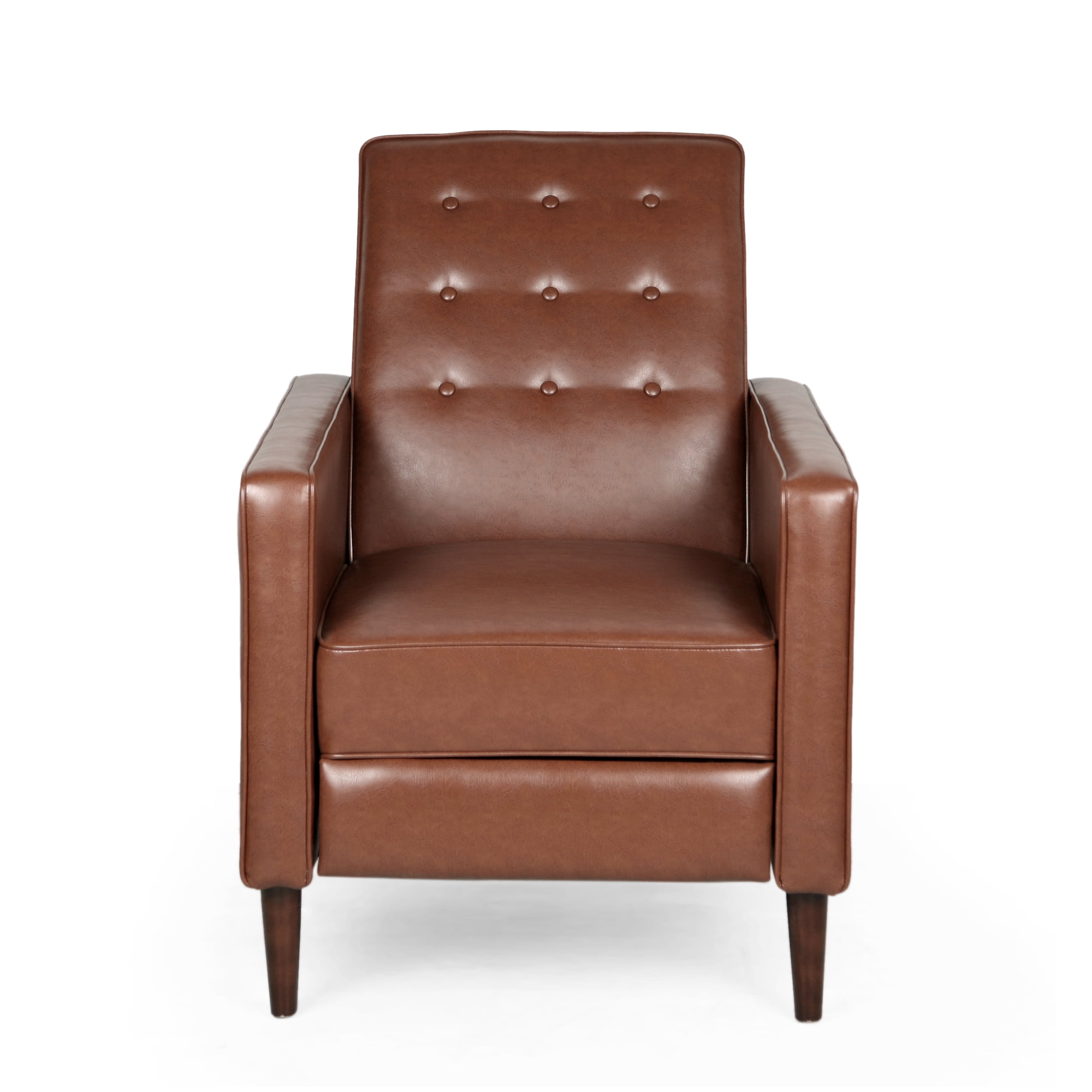Euroco Modern Fabric Recliner Chair with Espresso Wood Legs, Adjustable Backrest & Plush Upholstery, Space-Saving Design
