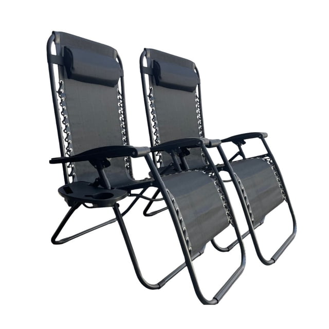 Camastro Gravedad Cero Negro Plegable Reclinable Exterior 2 Piezas