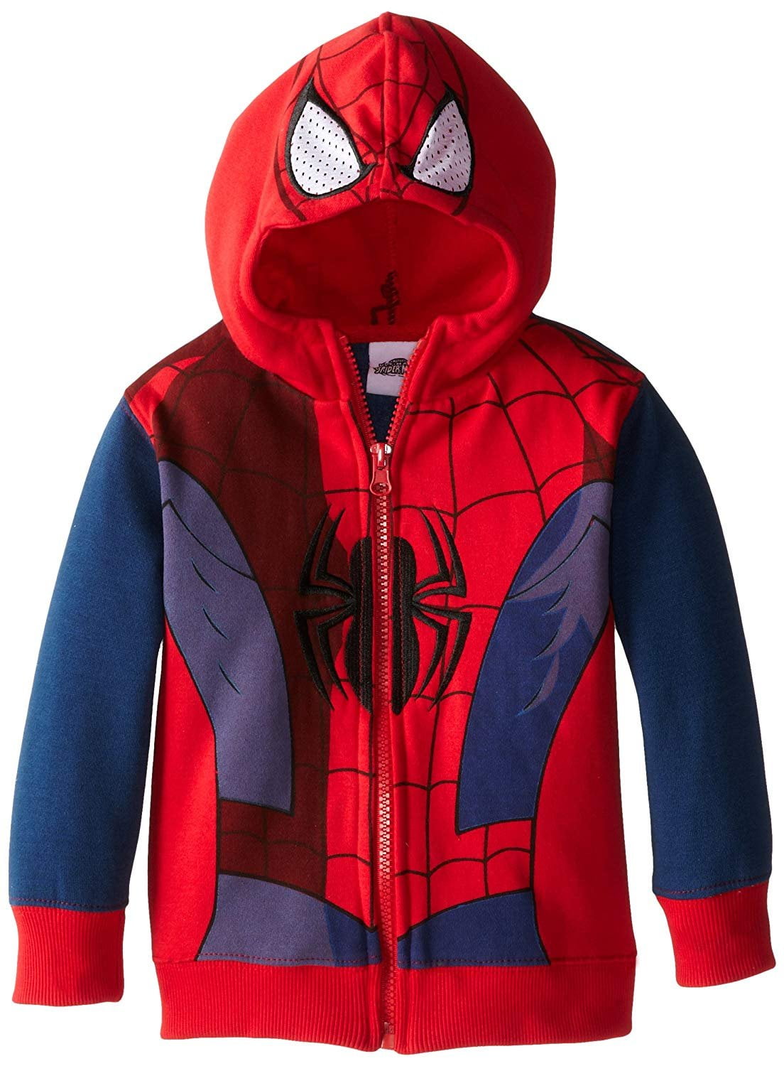 Marvel Little Boys' Spiderman Fleece Masked Hoodie, Tango Red, 2T