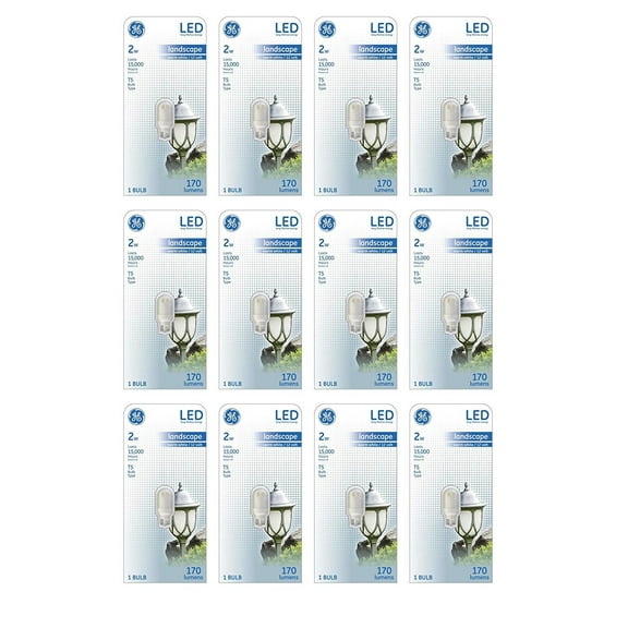 (case of 12 bulbs) GE 2W LED T5 20 Watt Equivalent 170 Lumens Warm White Wedge LED 3000K Landscape Light