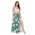 thumbnail image 2 of FORMRS Womens Long Sarong Beach Wrap Semi-Sheer Bikini Skirt Bathing Swimsuit Cover Up, Small White Flowers, 2 of 7