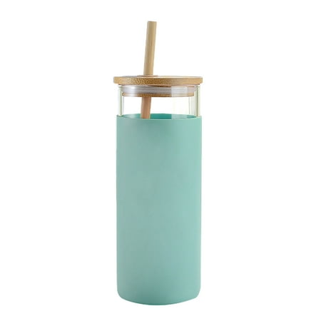 

Toma 1pcs Silicone Sleeve High Borosilicate Glass Straw Single Layer Glass Bottle 600ml Tea Cup with Bamboo Lid Straw Insulation Sleeve for Office Home