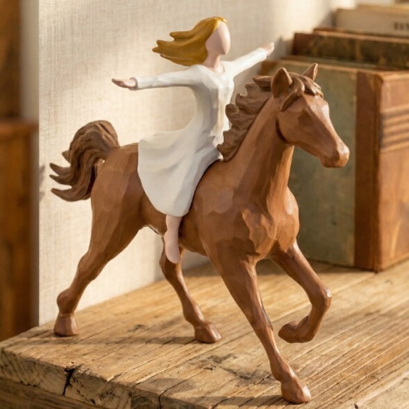 Resin Cool Horse Rider Figurine - Inspirational Gifts for Women, Girls & Equestrian Lovers - Horse Statues Home Decor for Birthday, Memorial