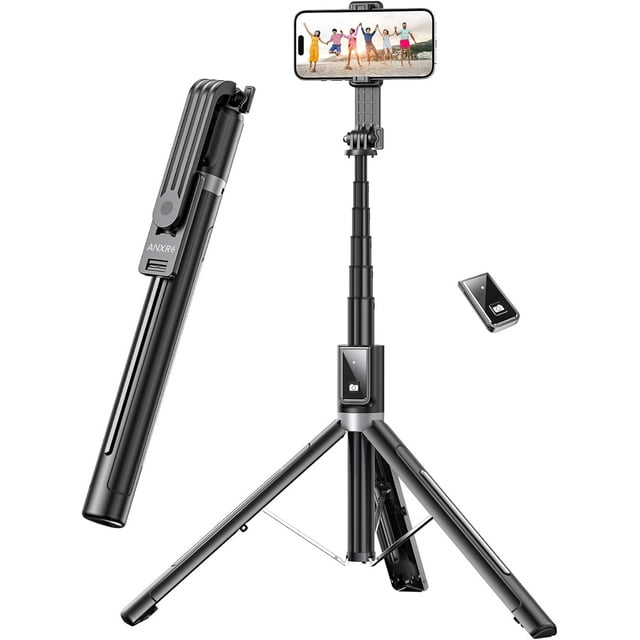 LAICAIW 60" Phone Tripod Selfie Stick with Remote,Portable Selfie Stick Tripod for Cell Phone,Travel Phone Tripod Stand Compatible with 4''-7'' iPhone 15/14/13 Pro Max Android Samsung Huawei (Black)