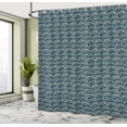 thumbnail image 4 of Ambesonne Nautical Shower Curtain, Swirly Line Dots Wave Art, 69"Wx70"L, Night Blue Dark Tan, 4 of 4