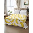 thumbnail image 2 of Yellow Banana Flat Sheet Only Twin Size, Soft Breathable Bed Top Sheets for Mattress, Summer Tropical Fruits Watercolor Luxury Bedding Flat Sheets for Home Hotel Bedroom Bed Protection, 2 of 9