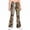 Camel, variant on Girls Uniform Pants Kids Stretchy Elastic Waist Camo Maple Leaf Print Flare Pant with Pockets for 5-15 Years