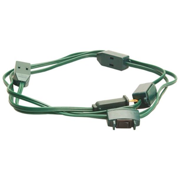 09492ME 9 ft. Green 9 Outlet Christmas Tree Cube Tap Extension Cord