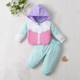 thumbnail image 2 of Odeerbi 6M-3Y Niñas Trajes Color Bloque Sudaderas Sudaderas de Dos Piezas Conjunto Deportivo Cremallera Manga Larga Sudaderas Con Capucha, 2 of 9