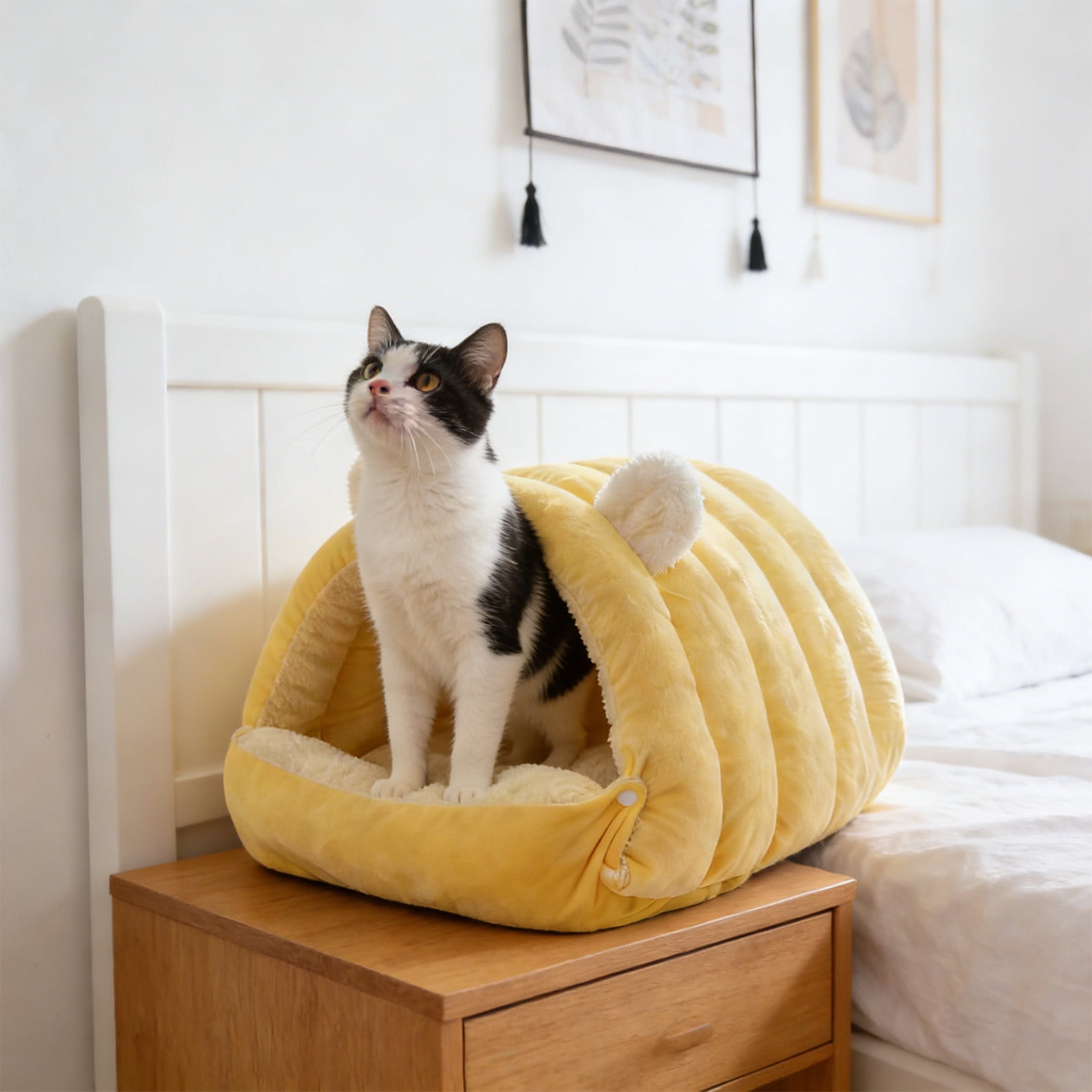 Removable and Washable Winter Closed-Off Cat Bed, 2026 New Indoor Cat Bed Cave Style, Cute House Pet Nest Warm Soft Cat Tent, Foldable Thick Dog Sleeping House for Puppy and Kitty
