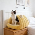 thumbnail image 5 of Nebwoak Cat Cave Bed for Cats and Small Dogs, Enclosed Plush Donut Pet Bed for Winter, Washable & Foldable Soft Round Bed with Removable Cushion, Grey or Cream, 5 of 6