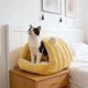 thumbnail image 5 of CaiYueKe Cozy Cat Cave Bed Enclosed Warm Pet Bed for Indoor Cats Small Dogs, Plush Soft Washable Cat Beds with Removable Cushion, Cuddler Hooded House for Kittens Puppies, Winter Warm Fleece Pet Bed, 5 of 7