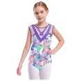 thumbnail image 1 of Yeahdor Combinaisons de Gymnastique Sans Manches pour Filles Enfants une Pièce Strass Pailletés Col Rond Costume Ballerine Violet 10, 1 of 5