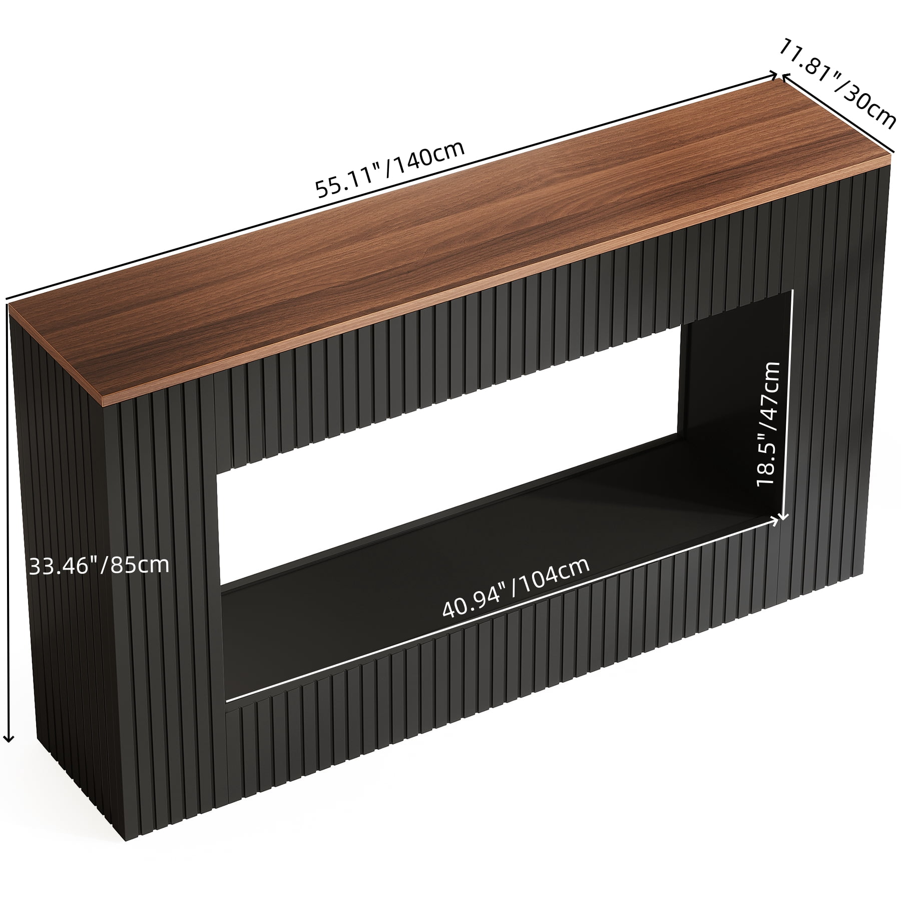 55" Wood Console Table with Storage, Modern Entryway Sofa Table for Living Room & Foyer, Black