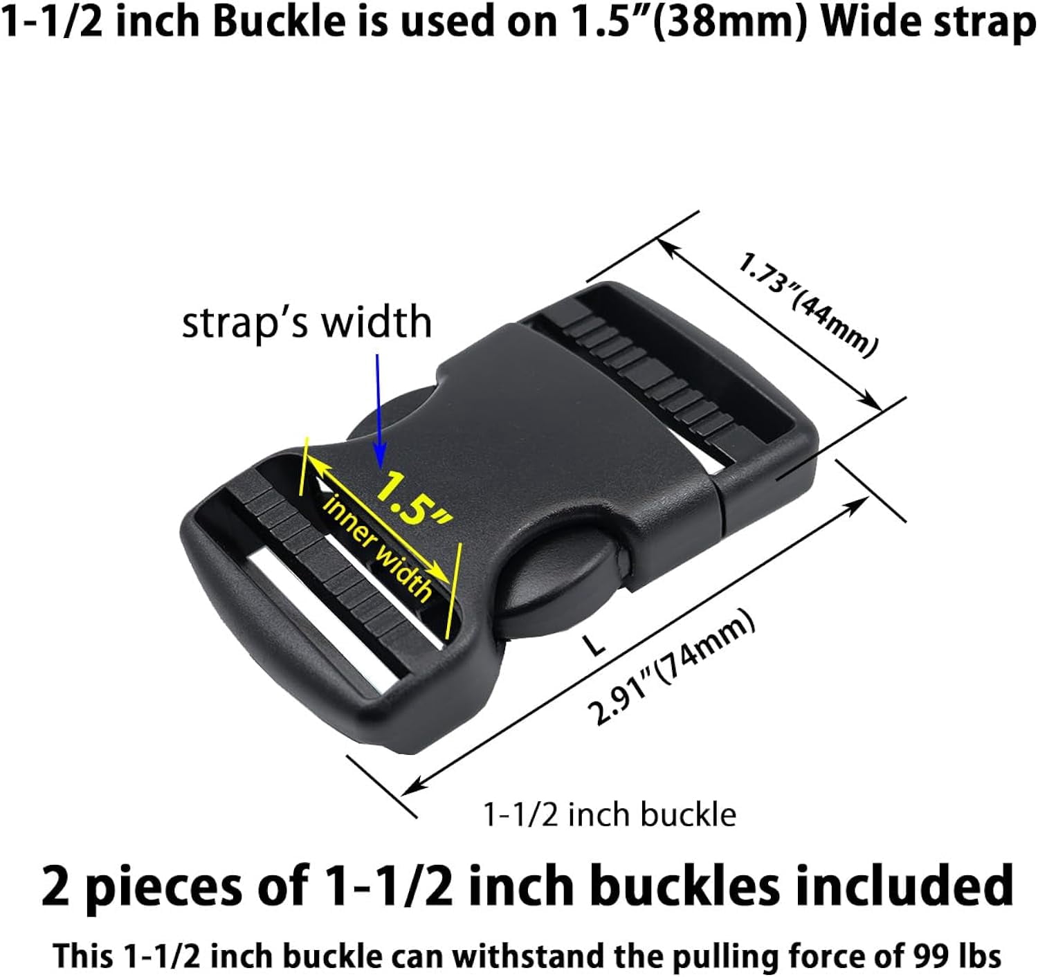 Quick Side Release Buckle - Heavy Duty Plastic Strap Buckle Clip for Backpacks and Belts