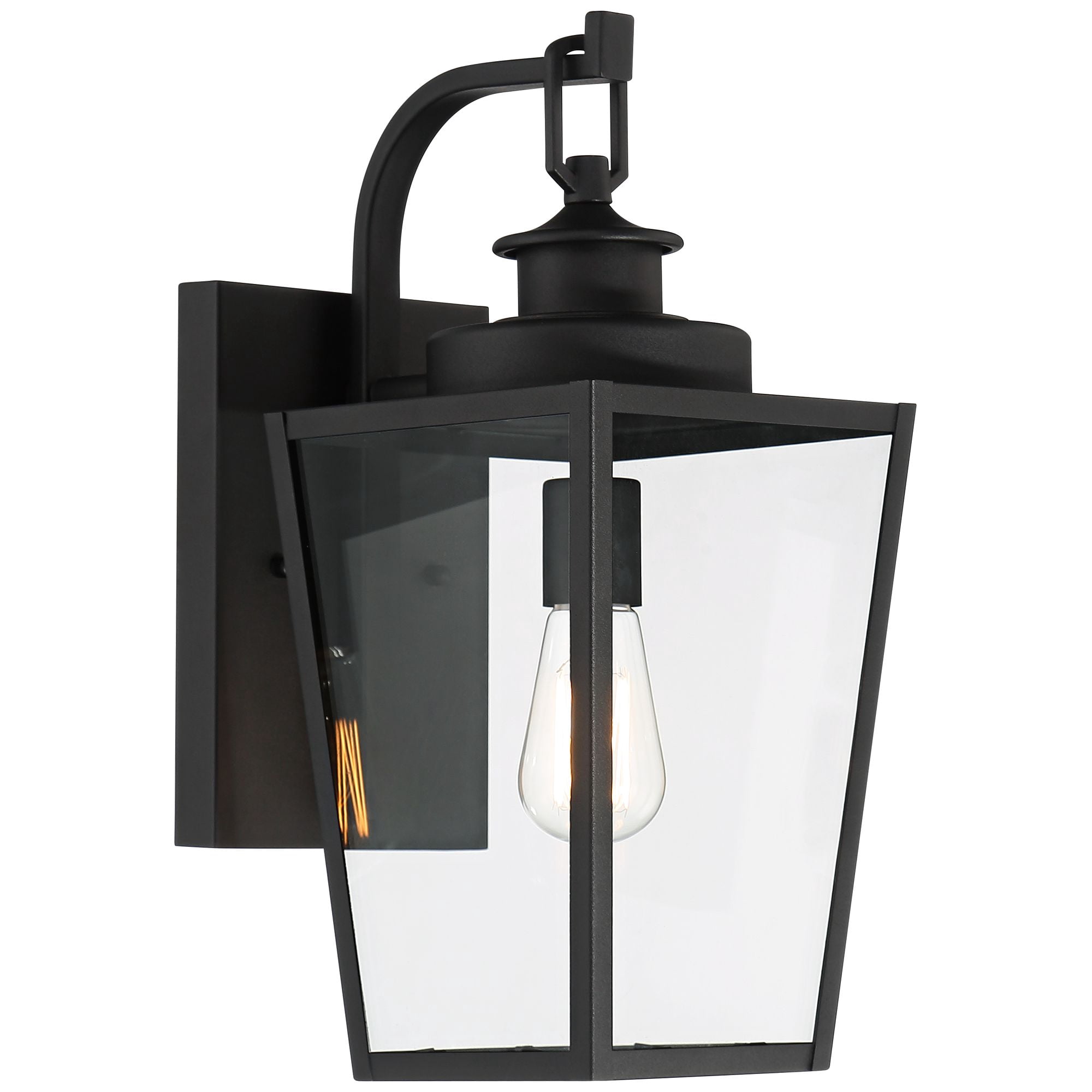 Possini Euro Design Ackerly Modern Outdoor Wall Light Fixture Textured Black 17 1/4" Clear Glass for Post Exterior Barn Deck House Porch Yard Patio
