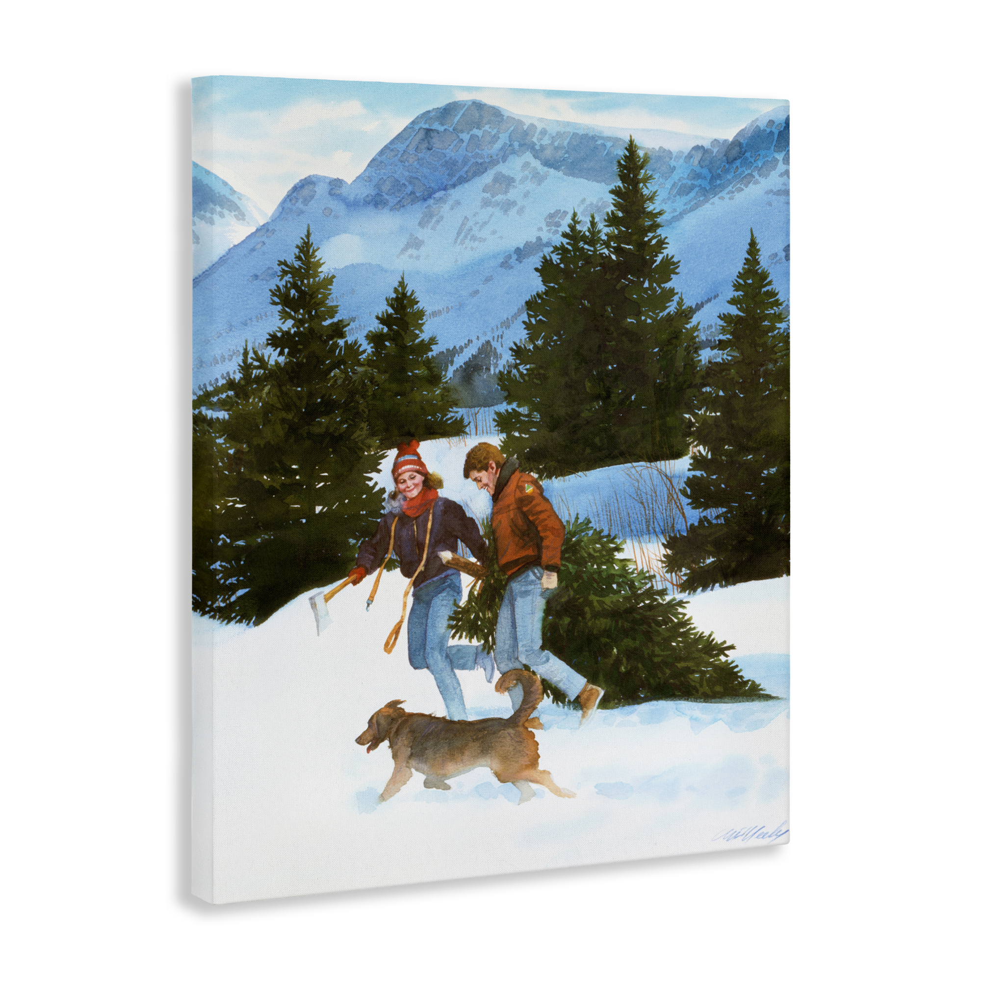 Couple Bringing Home Tree Canvas Wall Art, design by Wind River Studios