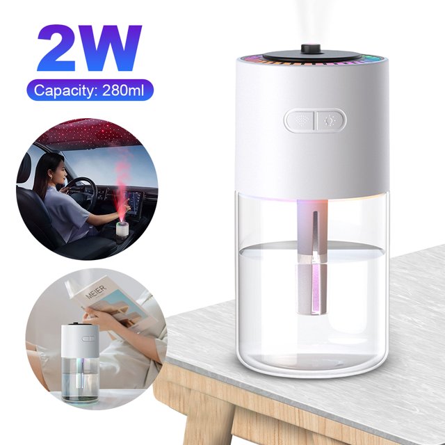 Difusor Portátil Del Aceite Esencial Mini Aroma USB Con La 280ML RGB LED