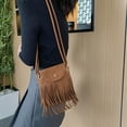 thumbnail image 4 of Willtoo Women Mini Tassel Faux Suede Crossbody Bag Cell Phone Pouch Coin Purse Wallet, 4 of 5