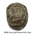 thumbnail image 4 of Lyricalhair Toupee for Men Durable Full PU Mens Toupee Human Hair Replacement System Black Brown Blonde Gray Hairpiece #740 Very Light Brown with 40% Gray, 4 of 7