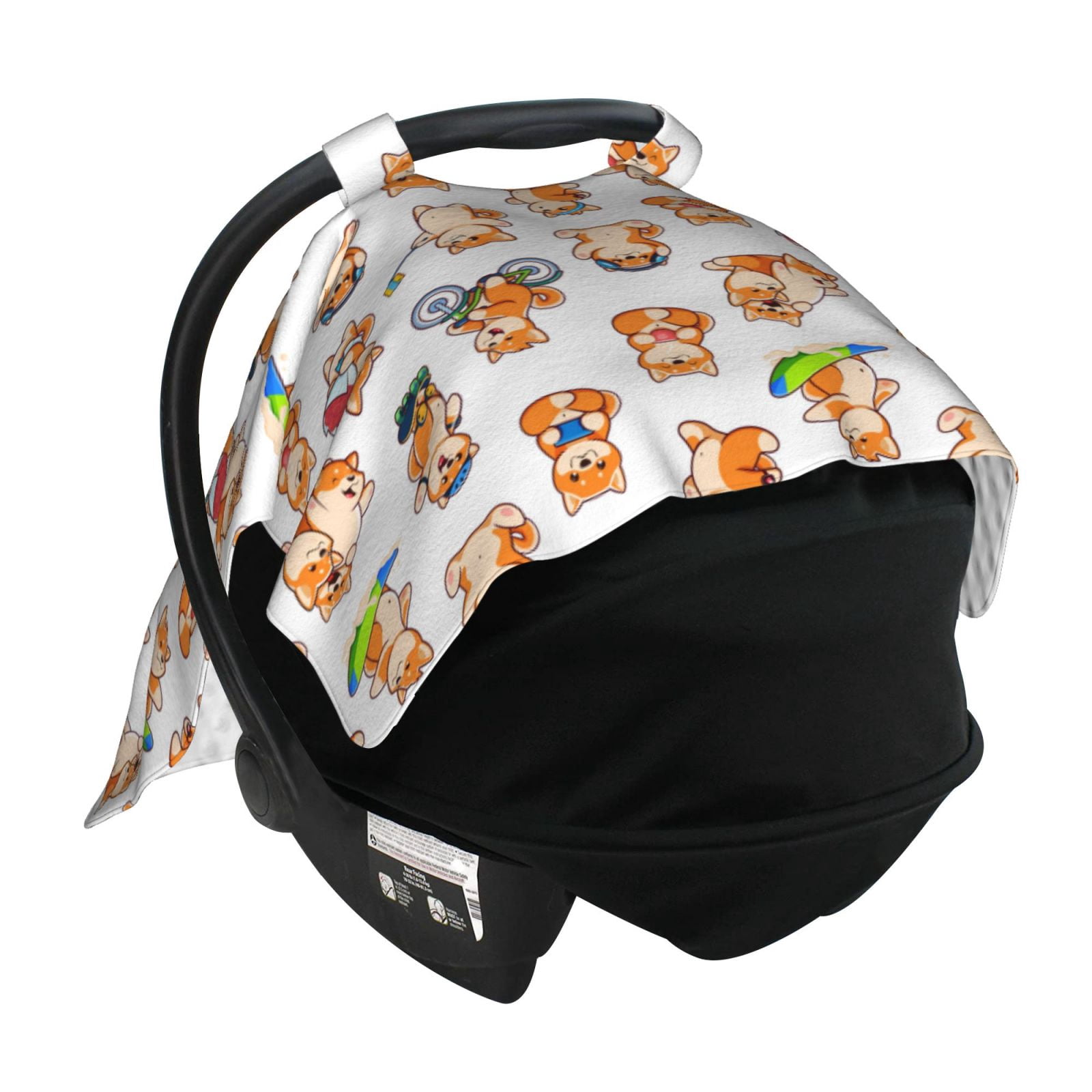 Car Seat Cover Baby - Kawaii Shiba Dog Breathable Infant Car Seat Cover for Baby Carseat, Lightweight Comfort Baby Essentials Must Haves Newborn Stuff for Girl Boy