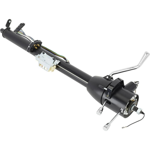 Universal GM Tilt Steering Column 30" Black with Shifter, 5-Position Tilt, Built-in GM Turn Signal & Hazard Flashers, Compatible with '69-'94 Specs, Includes Ignition, Key, & Billet Look Handles