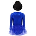 thumbnail image 2 of TSSOE Kids Girls Magician Outfit Long Sleeve Sequin Bodysuit Tulle Skirted Dress Jazz Dance Outfit With Hat Royal Blue 8, 2 of 7
