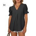 thumbnail image 4 of Minnieouse Blusa de manga corta para mujer, camisa informal bordada, bonita, para oficina, playa, vacaciones, compras, disfraz, fiesta, verano, ropa Prendas para la parte del cuerpo Negro M Minnieouse AP009844-17, 4 of 6