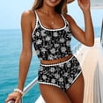 thumbnail image 4 of Maqroz Modest Swimwear for Women Two Piece High Waisted Bikini Set Square Neck Floral Print Contrast Trim Fashion Summer Swimwear for Beach Vacation, 4 of 9