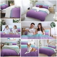 thumbnail image 5 of 3 Piece Teal Purple Ombre Duvet Cover Set Queen Size,Microfiber Comforter/Quilt Cover with Corner Ties and 2 Pillowcases,Modern Geometric Striped Abstract Art All Season Bedding with Zipper Closure, 5 of 8