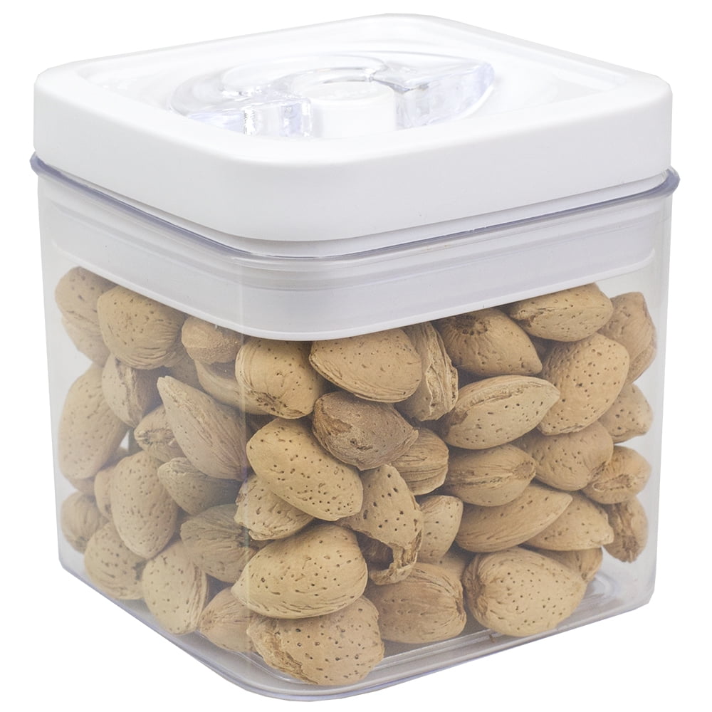 Home Basics 1 Liter Twist 'N Lock AirTight Square Plastic Canister, White