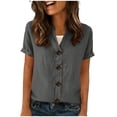 thumbnail image 4 of Yievot Womens Button Down Shirts Short Sleeve Loose Casual Tops Ladies Summer Blouses, 4 of 5