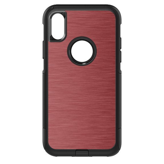 DistinctInk Custom SKIN / DECAL compatible with OtterBox Commuter for iPhone XS MAX (6.5" Screen) - Red Stainless Steel Image Print - Printed Image of Stainless Steel