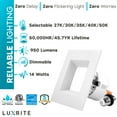 thumbnail image 7 of Luxrite 4 inch Square LED Recessed Can Lights, 14W=75W, 5 Color Options 2700K-5000K, 950 Lumens, Dimmable, Wet Rated, Baffle Trim 6-Pack, 7 of 7